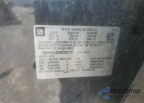 2017 GMC Acadia Denali из США, поврежденный, VIN 1GKKNXLS5HZ325772